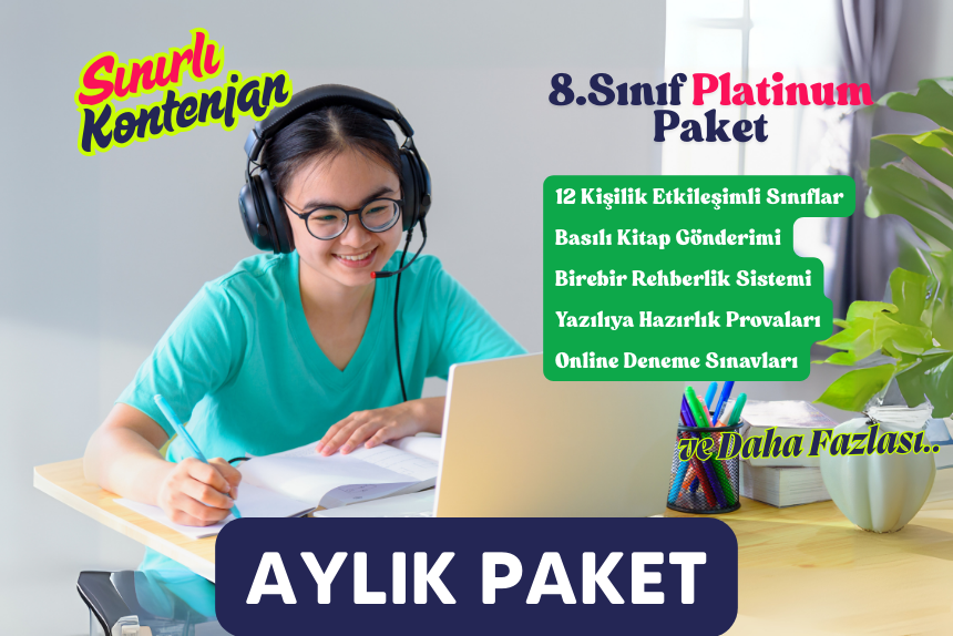 8.SINIF PLATİNUM PAKET - ONLİNE DERSHANE (Canlı Ders + Basılı Kitaplar + Birebir Koçluk)